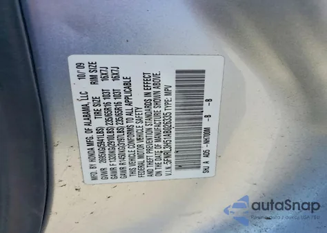 2010 Honda Odyssey Ex z USA, uszkodzony, nr VIN 5FNRL3H51AB026335